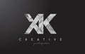 XK X K Letter Logo with Zebra Lines Texture Design Vector.