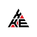 XKE triangle letter logo design with triangle shape. XKE triangle logo design monogram. XKE triangle vector logo template with red