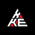 XKE triangle letter logo design with triangle shape. XKE triangle logo design monogram. XKE triangle vector logo template with red