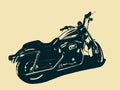 Classic motorcycle isolated. Black and white illustration Royalty Free Stock Photo