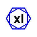 XL hexagon typography monogram. XL lettering icon