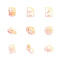 xls , doc , pdf , dollar ,chip , sim , cloud , mobile , 9 eps icons set vector Royalty Free Stock Photo