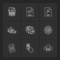 xls , doc , pdf , dollar ,chip , sim , cloud , mobile , 9 eps icons set vector Royalty Free Stock Photo