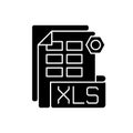 XLS file black glyph icon