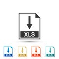 XLS file document icon. Download XLS button icon isolated on white background. Set elements in colored icons Royalty Free Stock Photo