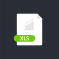 Xls file icon. Excel Spreadsheet format file icon. Graph icon. Vector