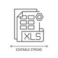 XLS file pixel perfect linear icon Royalty Free Stock Photo