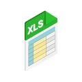 XLS icon, isometric 3d style