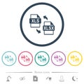 XLS XLSX file conversion flat color icons in round outlines