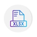 Xlsx document format file icon. with gradient outlines. vector illustration