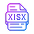 Xlsx document format file type icon. gradient database icons for tech interfaces. vector illustration