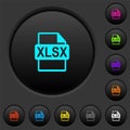 XLSX file format dark push buttons with color icons