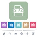 XLSX file format flat icons on color rounded square backgrounds