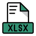 Xlsx file icon colorful style design. document format text file icons, Extension, type data, vector illustration