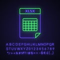 XLSX file neon light icon