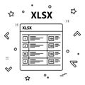 Xlsx spreadsheet document with data and icons Royalty Free Stock Photo