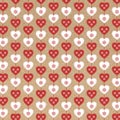 Red and with Nordic heart patterns on natural paper background