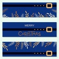 Christmas and New Year retro floral style vector banners collection Royalty Free Stock Photo