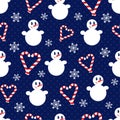 Snowman. Seamless vector pattern with stylized snowmen