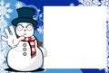 Xmas angry snow man cartoon expression picture frame background