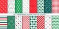 Xmas backgrounds. Christmas seamless pattern. New year packing papers. Collection Red green prints