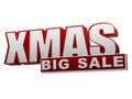 Xmas big sale red white banner - letters and block Royalty Free Stock Photo