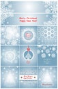 Xmas blue greeting cards with paper snowflakes