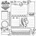 Bullet journal hand drawn vector elements for notebook, diary and planner. Royalty Free Stock Photo