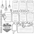 Bullet journal hand drawn vector elements for notebook, diary and planner. Royalty Free Stock Photo