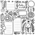 Bullet journal hand drawn vector elements for notebook, diary and planner. Royalty Free Stock Photo