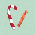 Xmas candy cane with snow background