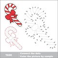 Xmas candy cane to be traced. Vector numbers game.