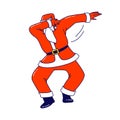 Xmas Celebration, Santa Claus Dabbing Motion. Funny Man in Red Costume Dab Disco Dancing. Christmas Character Performing