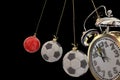 Xmas christmas soccer ball ornaments pendulum isolated - 3d rendering Royalty Free Stock Photo