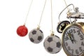 Xmas christmas soccer ball ornaments pendulum isolated - 3d rendering Royalty Free Stock Photo