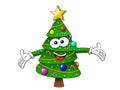 xmas christmas tree mascot character big hug love isolated on white Royalty Free Stock Photo