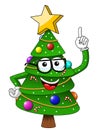 Xmas christmas tree mascot character nerd glasses teacher master Royalty Free Stock Photo