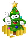 Xmas christmas tree mascot character thumb up money richness iso