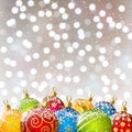 Xmas color balls on bokeh background