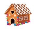Xmas colorful gingerbread house. vector