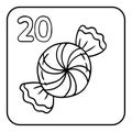 Xmas coloring advent calendar. Hand drawn vector candy, caramel