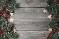 Xmas Decoration On Rustic Wooden Table Surface Royalty Free Stock Photo