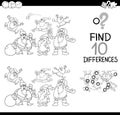 Xmas difference game coloring page Royalty Free Stock Photo