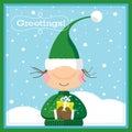 Xmas Elf & Gift Card Royalty Free Stock Photo