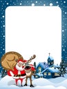 Xmas Frame Santa Claus Reindeer Hugging Snow