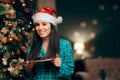 Woman Holding a Tray of Cookies Waiting for Santa Claus Royalty Free Stock Photo