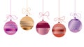 Xmas glass balls set in red and gold colors. Royalty Free Stock Photo