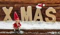 Xmas greeting card background with cute Santa doll