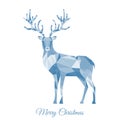 Xmas greeting card with gray low poly triangle deer .