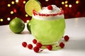 Xmas Grinch Punch. Close up. Copy space. Generative AI.